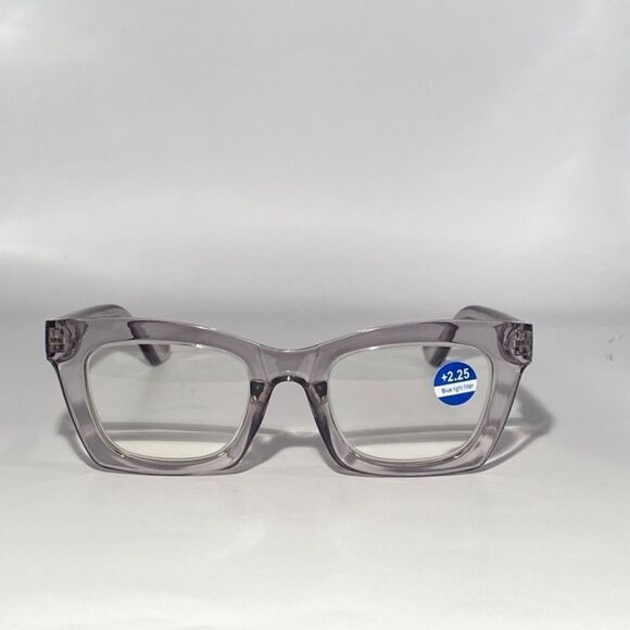1178 Gretchen Reading Glasses 2.5 Square Clear Grey Oversize NWT - Picture 3 of 9